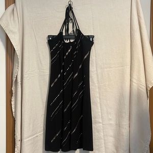 Black bralette dress with silver / bronze / gold accents bra top